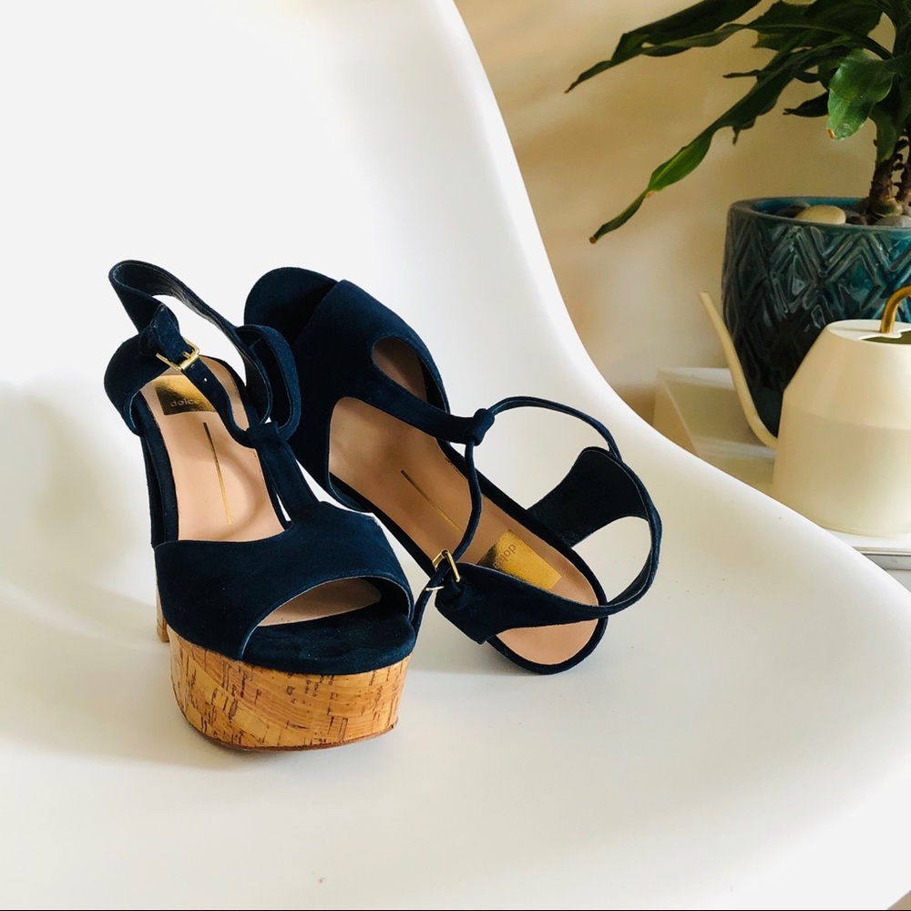 Dolce Vita Navy Blue Suede Platform Sandals 6M